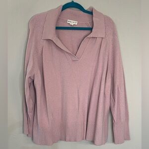 3X Light Purple Knit Collar Sweater - Ava & Viv